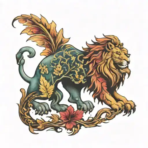  Canadian Mapleleaf and Scottish lion rampant intertwined tattoo design idea