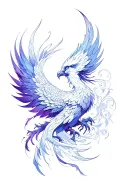 feminine blue and purple Phoenix rising  tattoo design idea