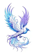 feminine blue and purple Phoenix rising  tattoo design idea