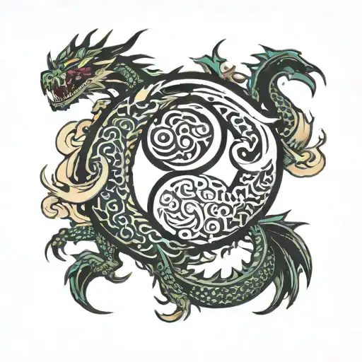 yin and yang but dragons tattoo design idea