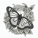 evergreen tree monarch butterfly tattoo design idea