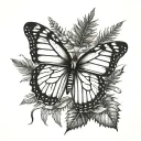 evergreen tree monarch butterfly tattoo design idea