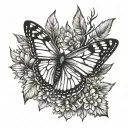 evergreen tree monarch butterfly tattoo design idea