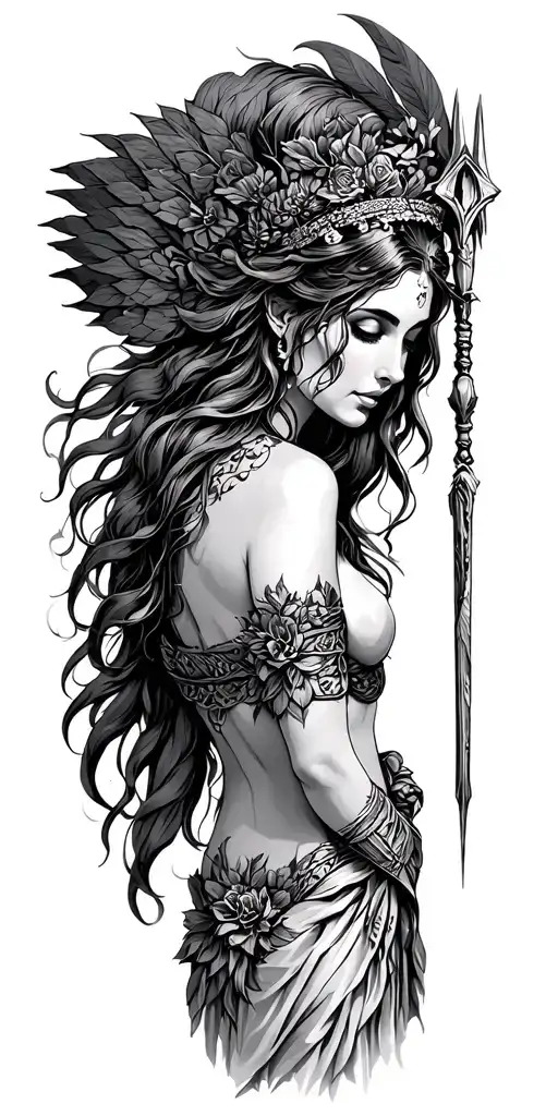 artemis greek goddess tattoo design idea