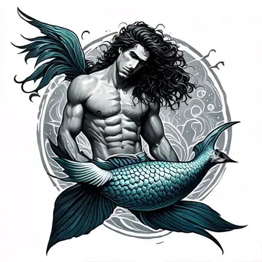 Merman tattoo design idea
