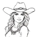 western cowgirl stamp tattoo design idea