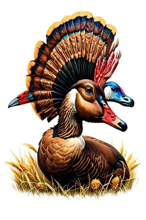 hunting, deer, turkey, goose, ducks, woods, corn field tattoo design idea