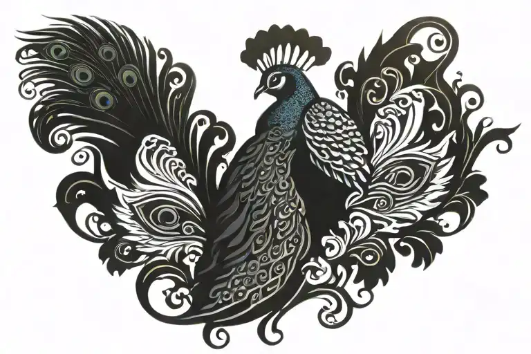 Peacock head tattoo design idea