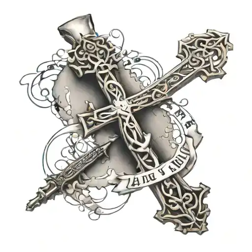 cross and word ALIVE written inside tattoo design idea