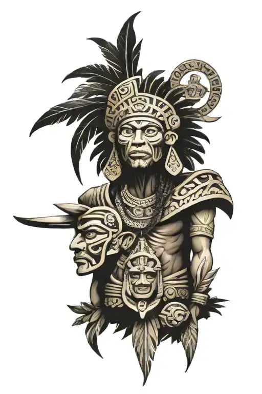 aztec gods tattoo design idea