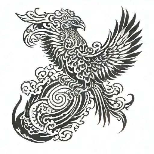 phoenix rising from flames tattoo design idea