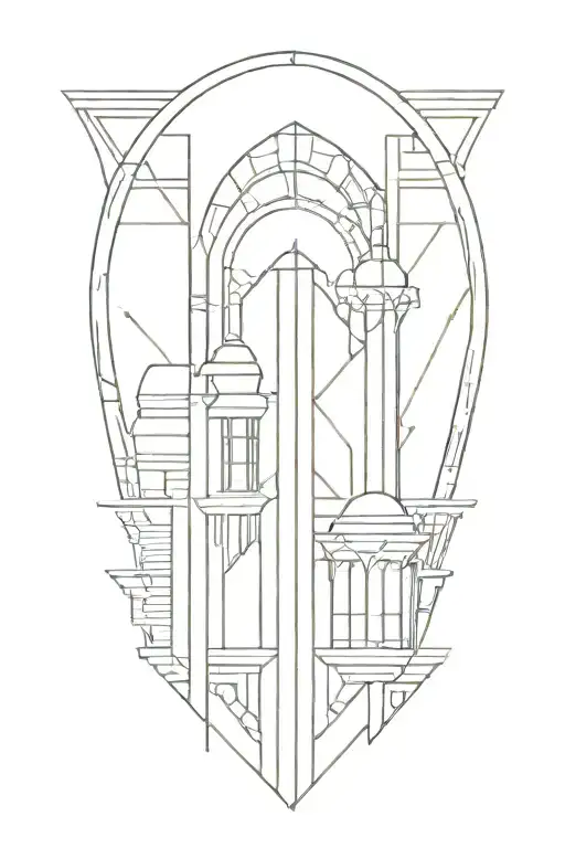 Art deco architecture patterns tattoo design idea