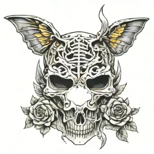 Lamborghini sports car, skull, life and death, love and hate, sex tattoo design idea