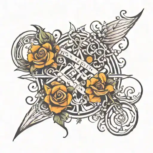 names crossing each other  tattoo design idea