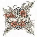 names crossing each other  tattoo design idea