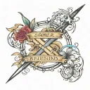 names crossing each other  tattoo design idea