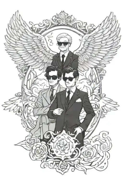 good omens aziraohale and Crowley tattoo design idea