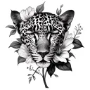 Leopard Print and flowers tattoo design idea
