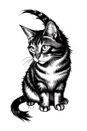 men gun lon haired cat tattoo design idea