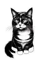 men gun lon haired cat tattoo design idea