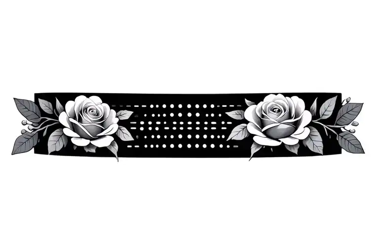 morse code braclet roses and leaves tattoo design idea