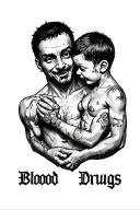 blood, money, drugs, violence, brothers bigger and younger tattoo design idea