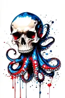 blue ring octopus skull tattoo design idea