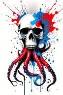blue ring octopus skull tattoo design idea