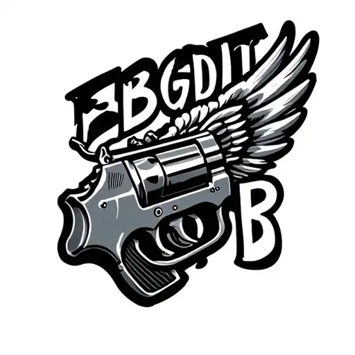 "EBGDITB" gun and chicken wing tattoo design idea