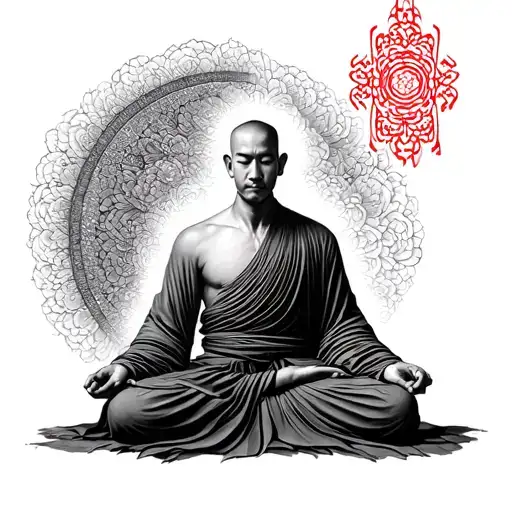 méditation Moine Shaolin warrior monk tattoo design idea