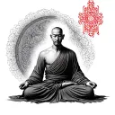 méditation Moine Shaolin warrior monk tattoo design idea