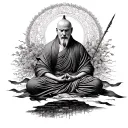 méditation Moine Shaolin warrior monk tattoo design idea