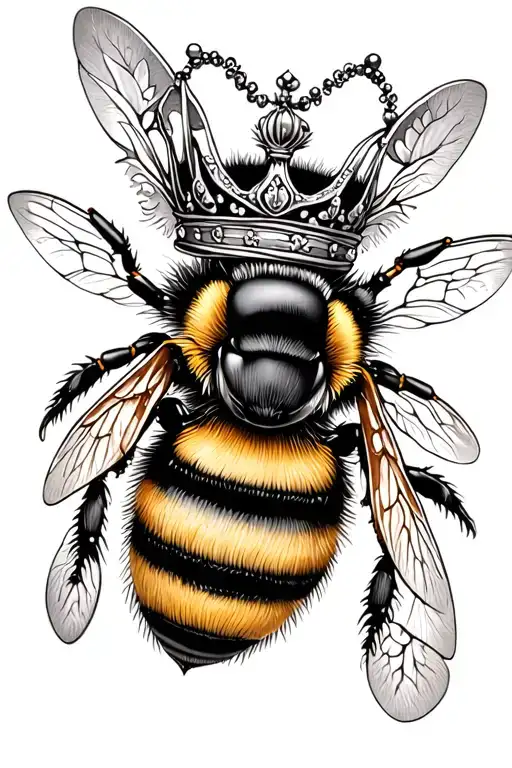 queen bee wearing crown adorned tattoo design idea