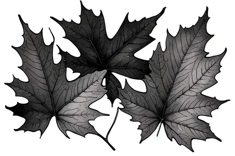 three autum leaves falling tattoo design idea
