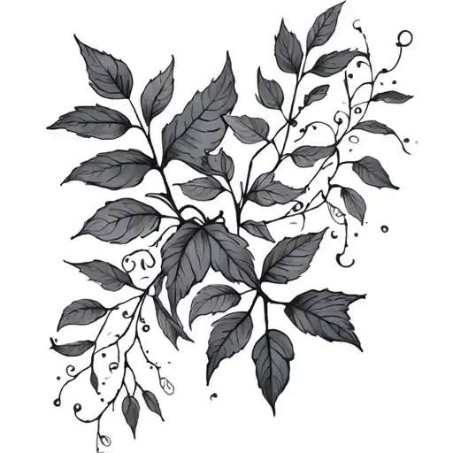 leaves and vines going tattoo design idea