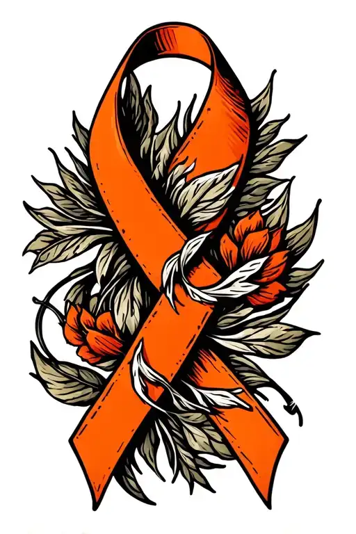 kidney cancer orange ribbon on a design representing roman strength tattoo design idea