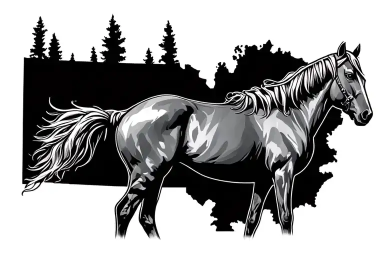 outline of the state of Kentucky with a horse tattoo design idea