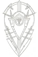 African Massai shield with two spears crossing behind the shield. Only using black. It needs to be symmetrical.  tattoo design idea
