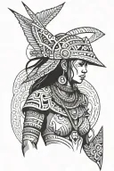 Filipino warrior woman standing proud and myt tattoo design idea