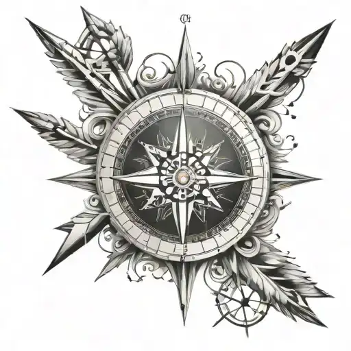 compass and arrows tattoo design idea