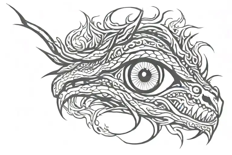 Eye of dragon with fire tattoo design idea