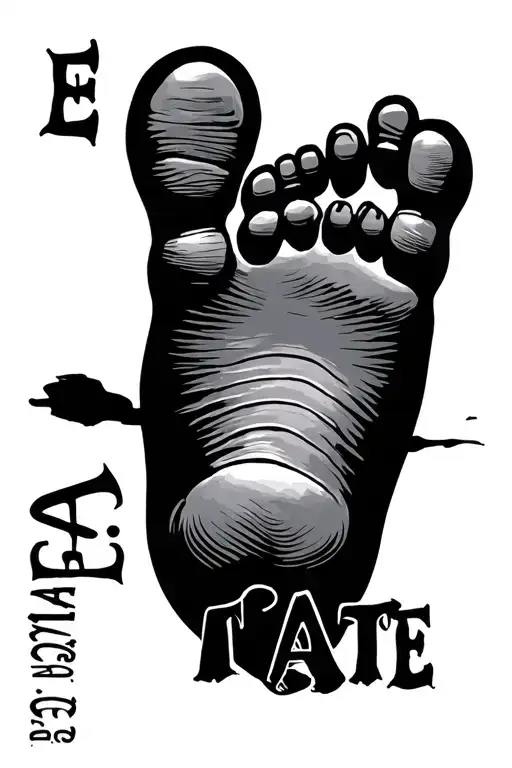 "Ethan Tate 11-28-20" baby foot print tattoo design idea