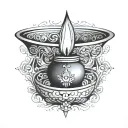 diya lamp tattoo design idea