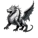 loin with mouth open, Angel,dragon  tattoo design idea