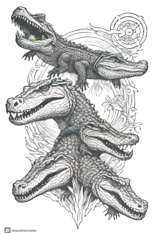 Florida-themed tattoo featuring Alligators and fire service  tattoo design idea