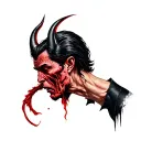 devil whispering in ear  tattoo design idea