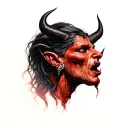 devil whispering in ear  tattoo design idea