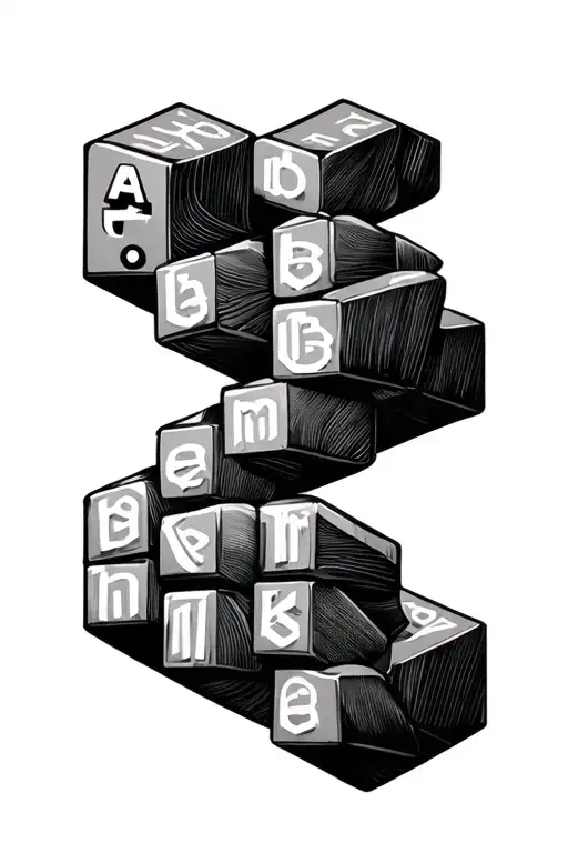 abc blocks body black and white tattoo design idea