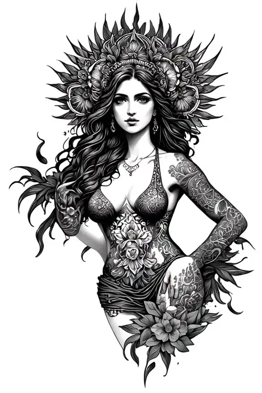 virgo goddess sexy fit tattoo design idea