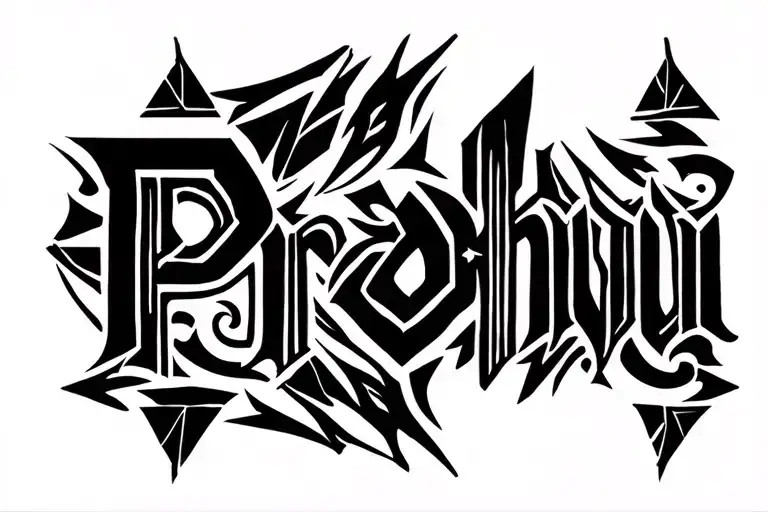 "Prabhu" arrow design representing tattoo design idea